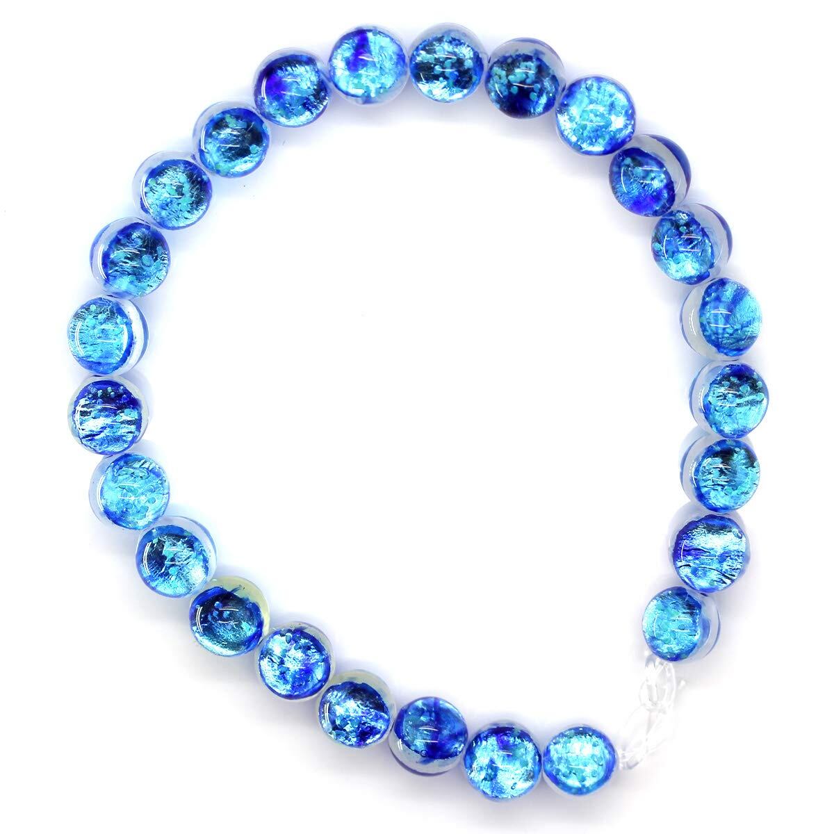 人気商品】Sea drop 光る ホタルガラス ミヤコマリン8mm 半連 25玉 約