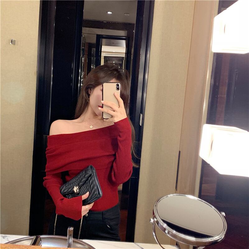 セーター ブルゴーニュシャツ スプリングトップス 春物 ブラックストロベリース18266420802