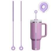 VOGOGE ストローブラシ 2本セット シリコン製 長い ストロー掃除用 6mm & 9mm パープル