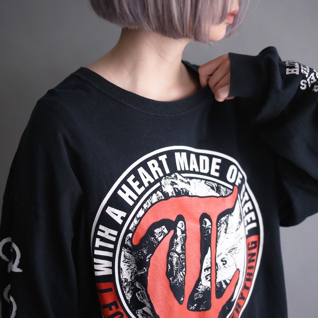 back sleeve front good printed l/s tee