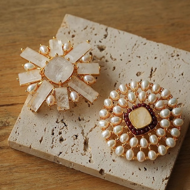 classical pearl&stone broach(2type)<a2058>