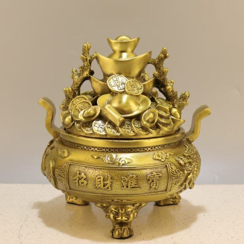 銅製 百鶴龍亀香炉お香 お守り 銅器 仏壇 仏具 風水グッズ 縁起物