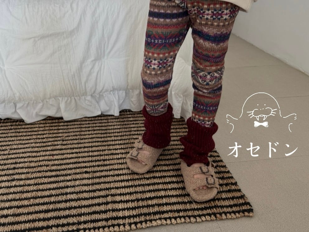 night bebe】ノルディックニット風レギンス 90〜130cm ベージュ