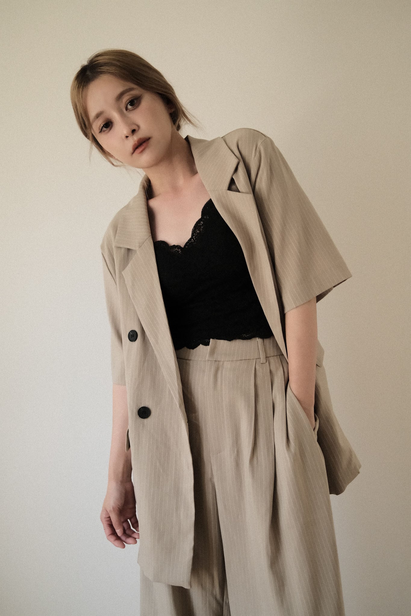 Stripe Half Sleeve Jacket/ストライプハーフスリーブジャケット
