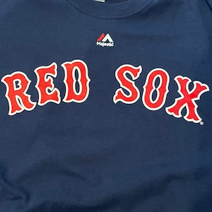 【majestic】未使用品 MLB レッドソックス Tシャツ アーチロゴ BOSTON REDSOX ナンバリング メジャーリーグ US古着 アメリカ古着