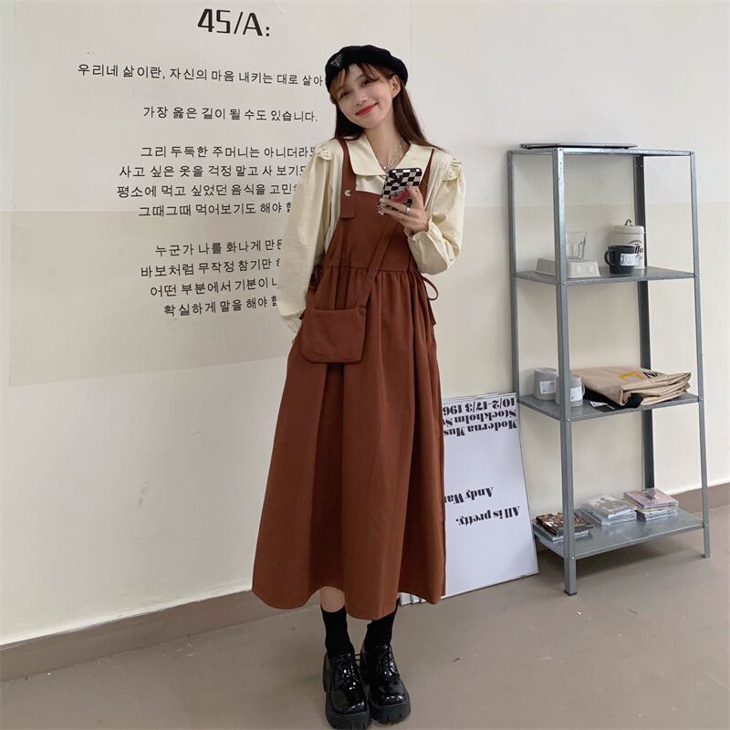 スタンダードスタイルスカート ノースリーブドレス オータムウェスト レトロ 秋物 萌量不足90993152659