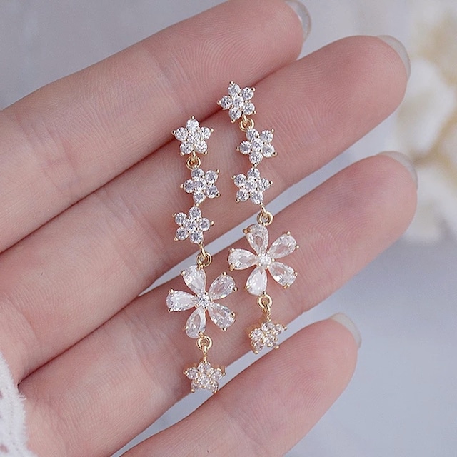 zirconia flower pierce / earring