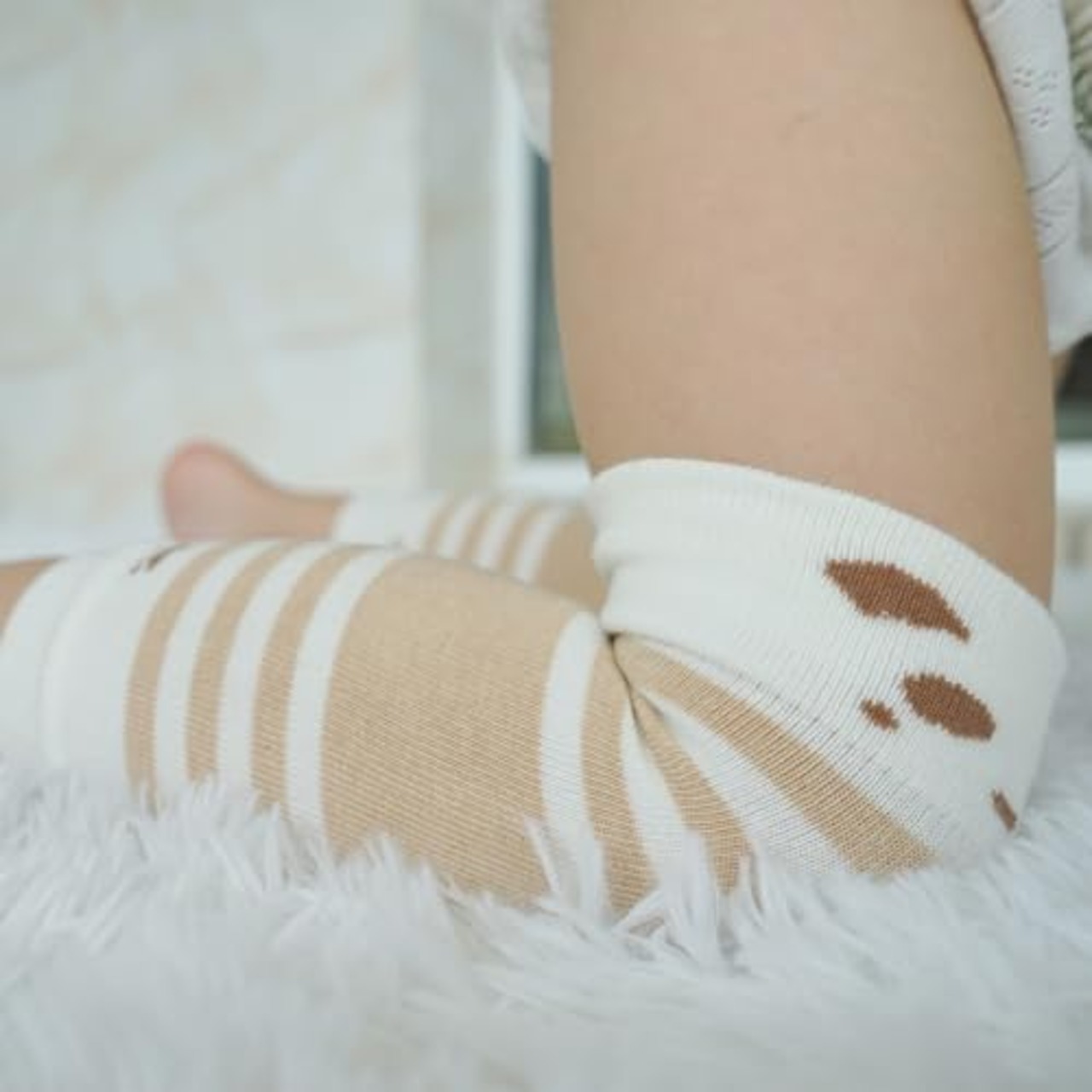 [MOMSMENU] ベビー レッグウォーマー 赤ちゃん レッグカバー オーガニックコットン 通気性 柔らかい 膝当て 擦りむき防止 防寒 保温 2足セット