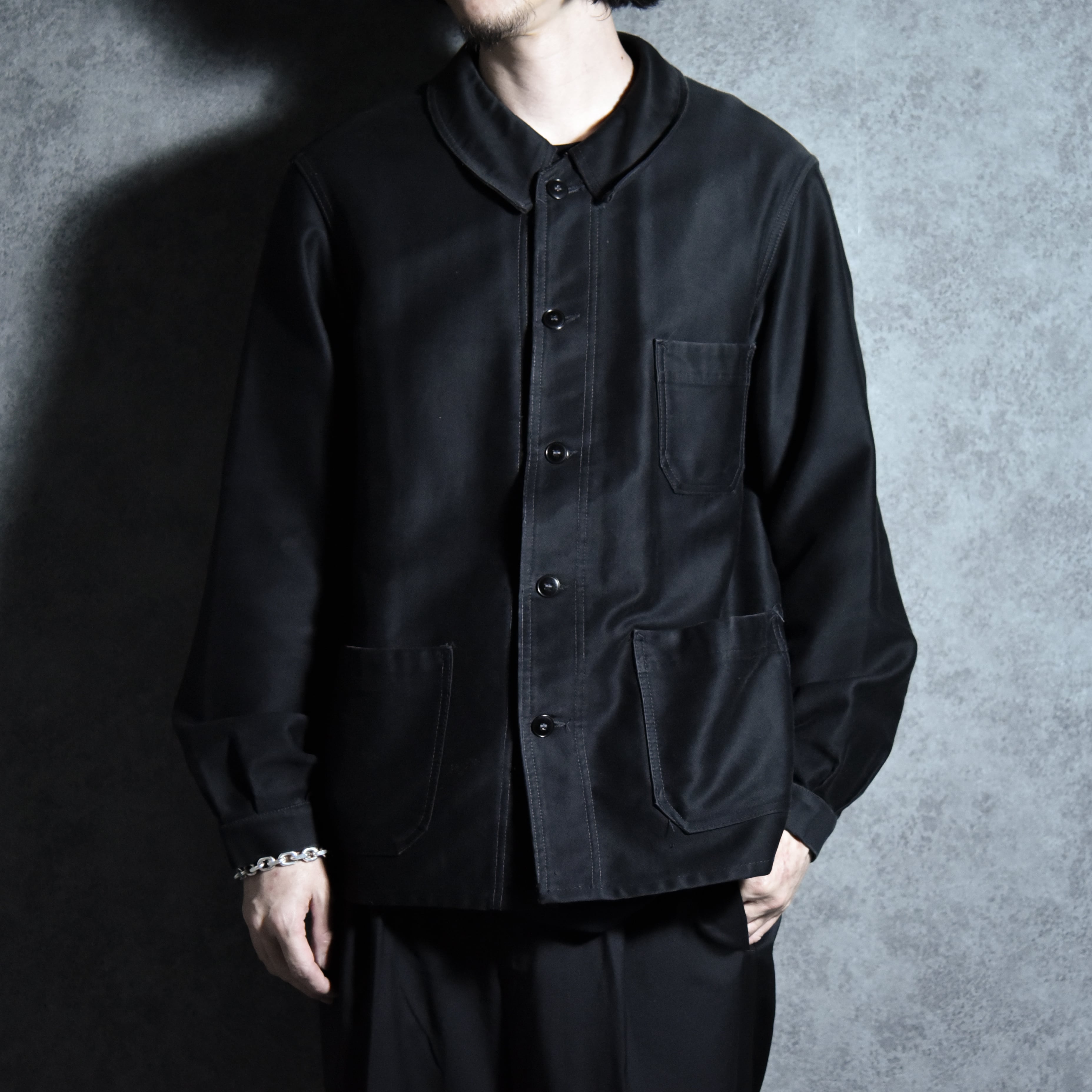 60s Le Favori Black Moleskin French Work Jacket ブラック