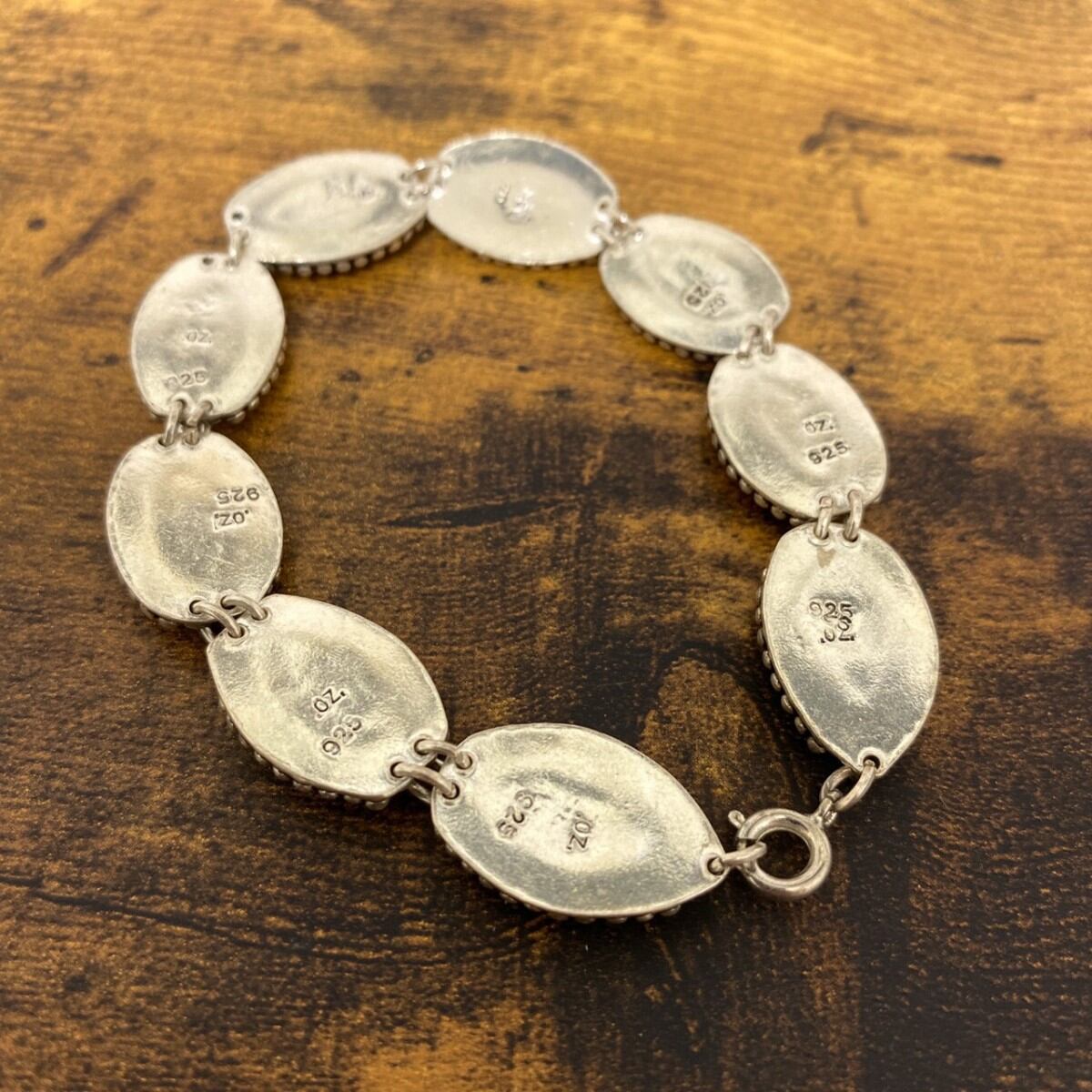 ブレスレット OZ 925 刻印 ターコイズ トルコ石 ビンテージ 銀 SILVER