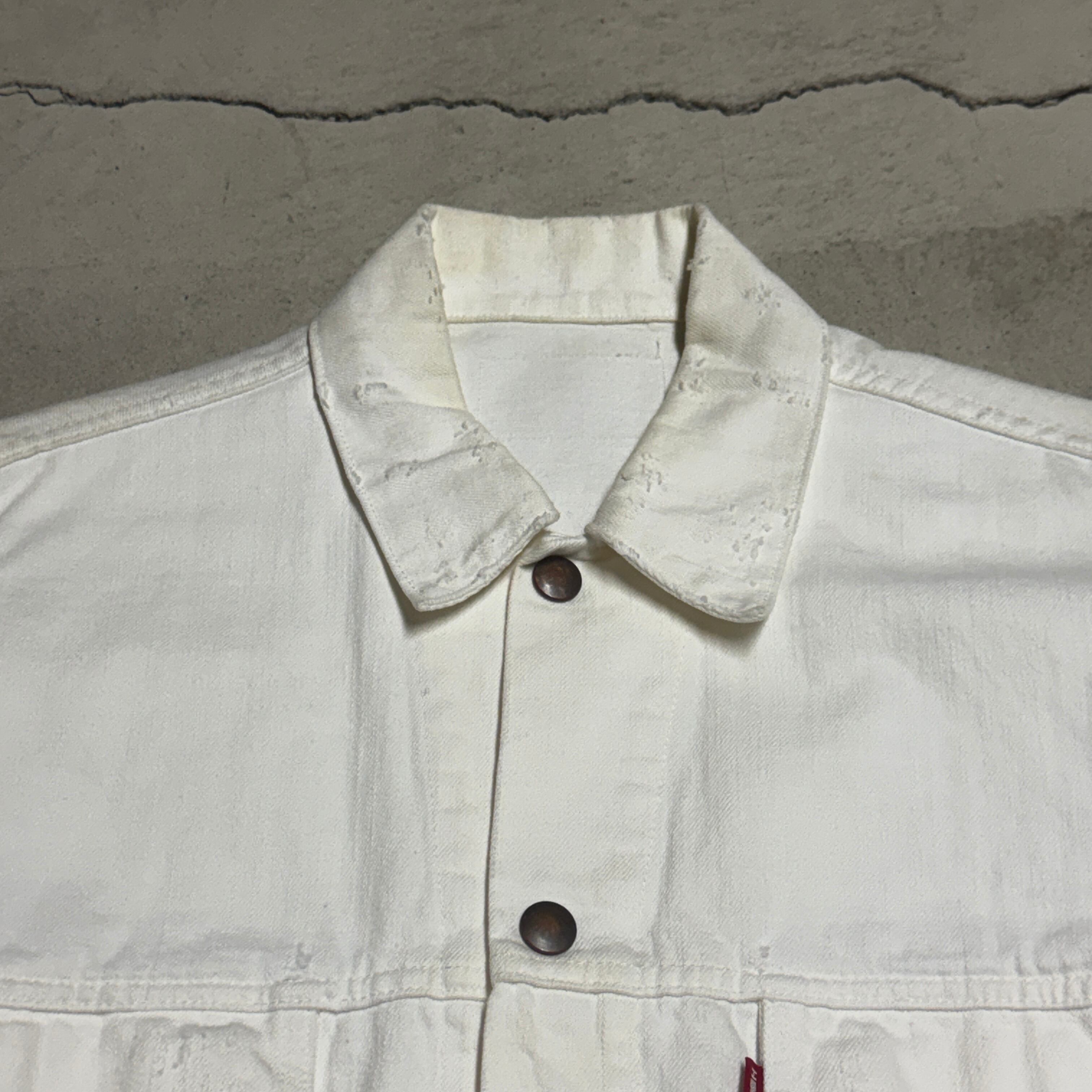 H BEAUTY &YOUTH DAMAGE TRUCKER JACKET WHITE | safarionline