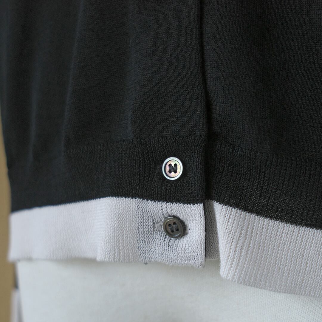 atelier naruse アトリエナルセ コットンシルククルーネックニットカーディガン・ブラック