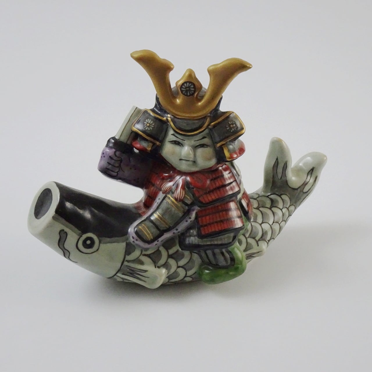 希少有田焼 置物 左端 円左エ門窯 陶人形 置物 高さ18cm 赤絵