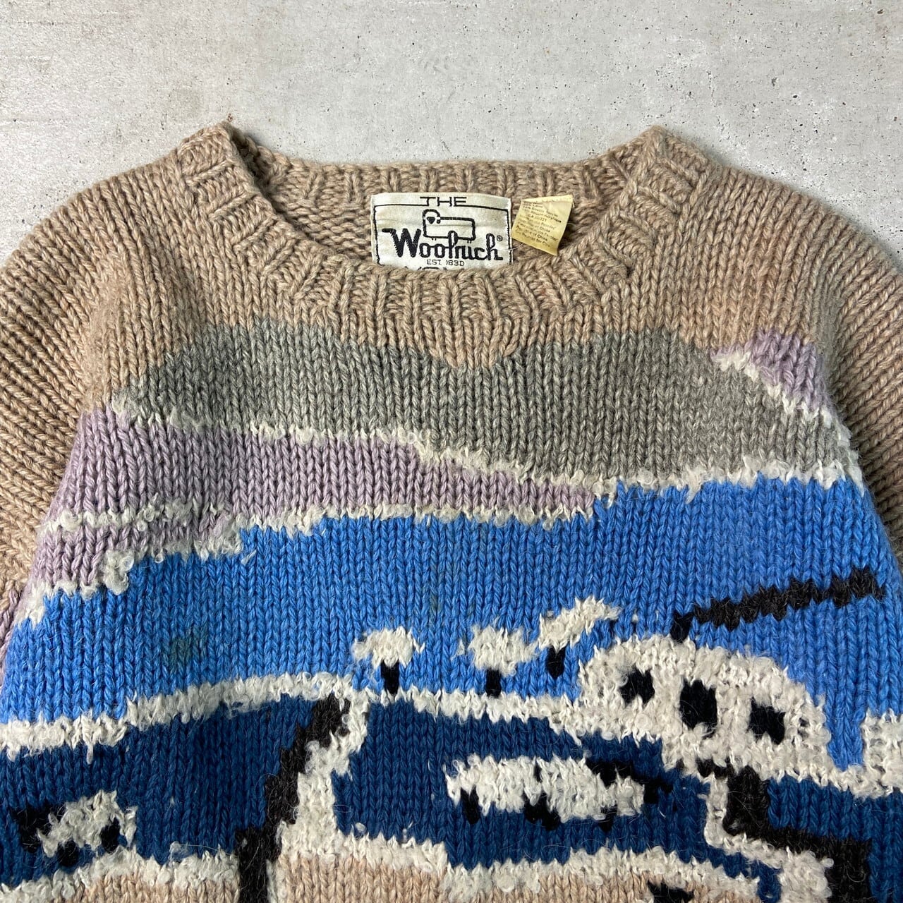 80年代 Woolrich THE WOMAN ウールリッチ ウール ハンドニットセーター  