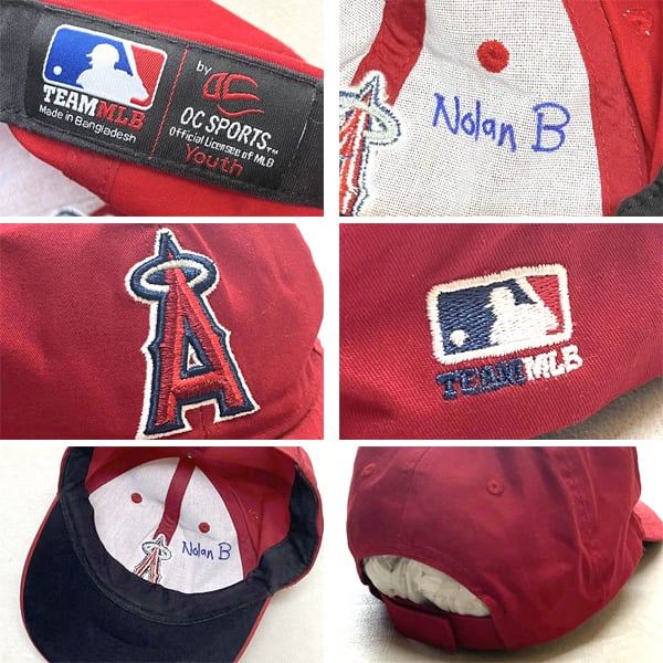 90s MLB カリフォルニア・エンゼルス ベースボールキャップ ワインレッド 1点物◇MLBエンゼルス野球A赤ベースボールキャップ古着メンズ