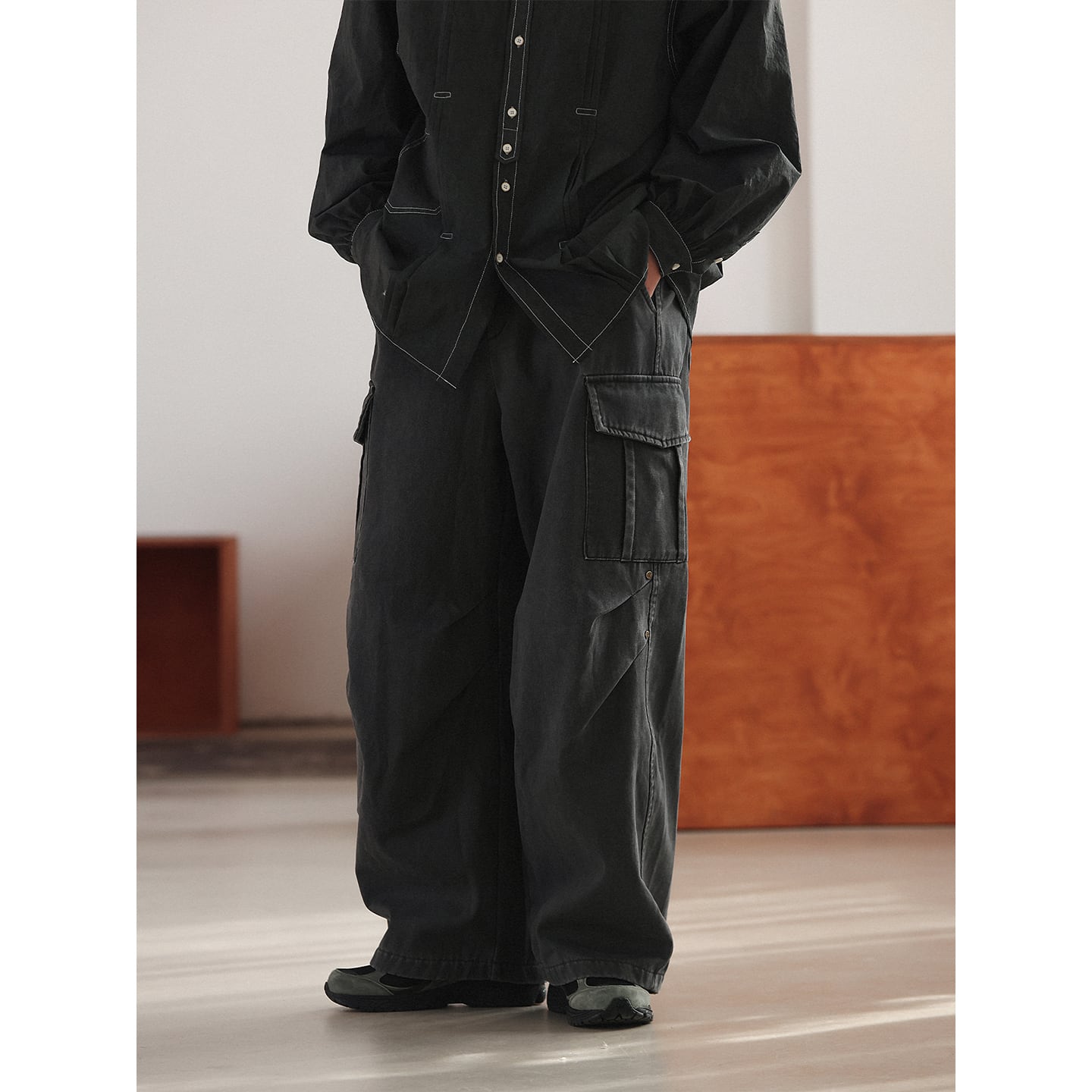 PERSONSOUL Brown Camo Overalls with Zip-Off Legs パーソンソウル