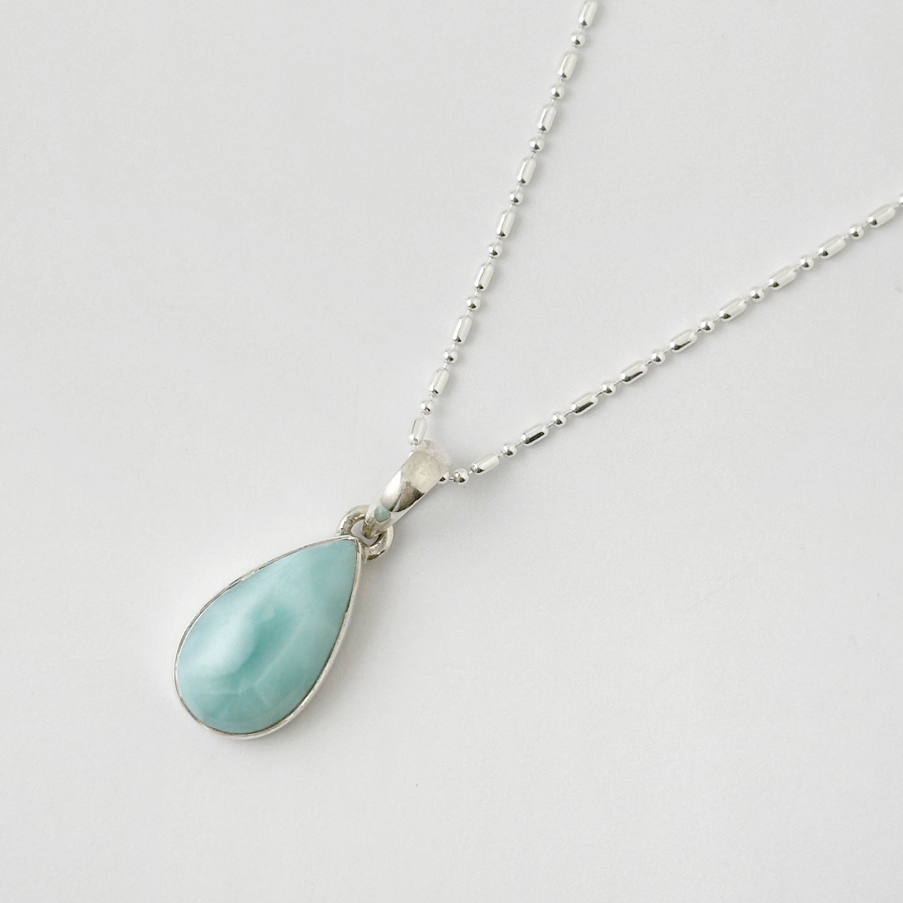 一点物 ラリマー スリム ドロップ型 ペンダント(チェーン オプション)