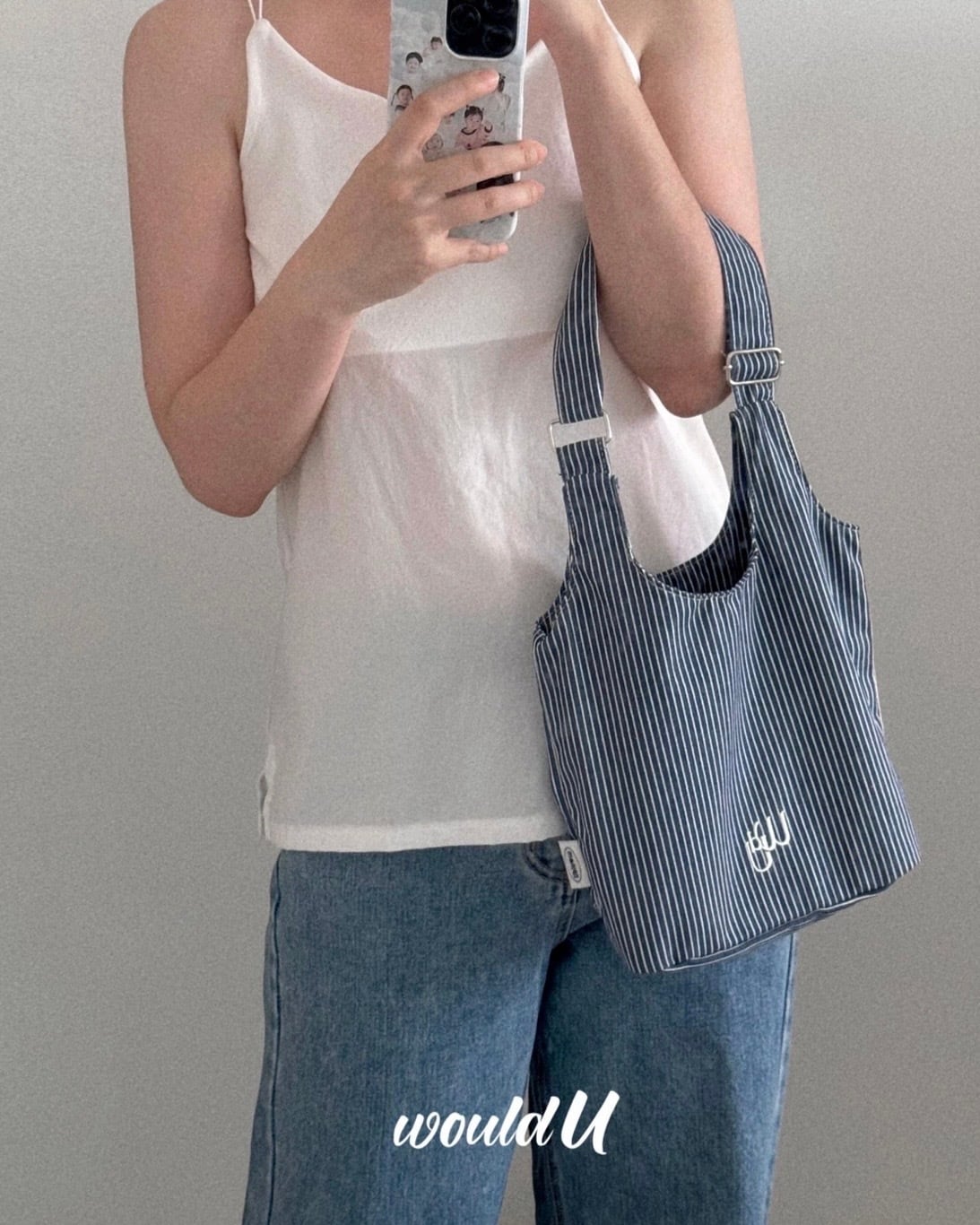即納・送料無料【WouldU】small tidy bag / stripe Blue / ウッドユー
