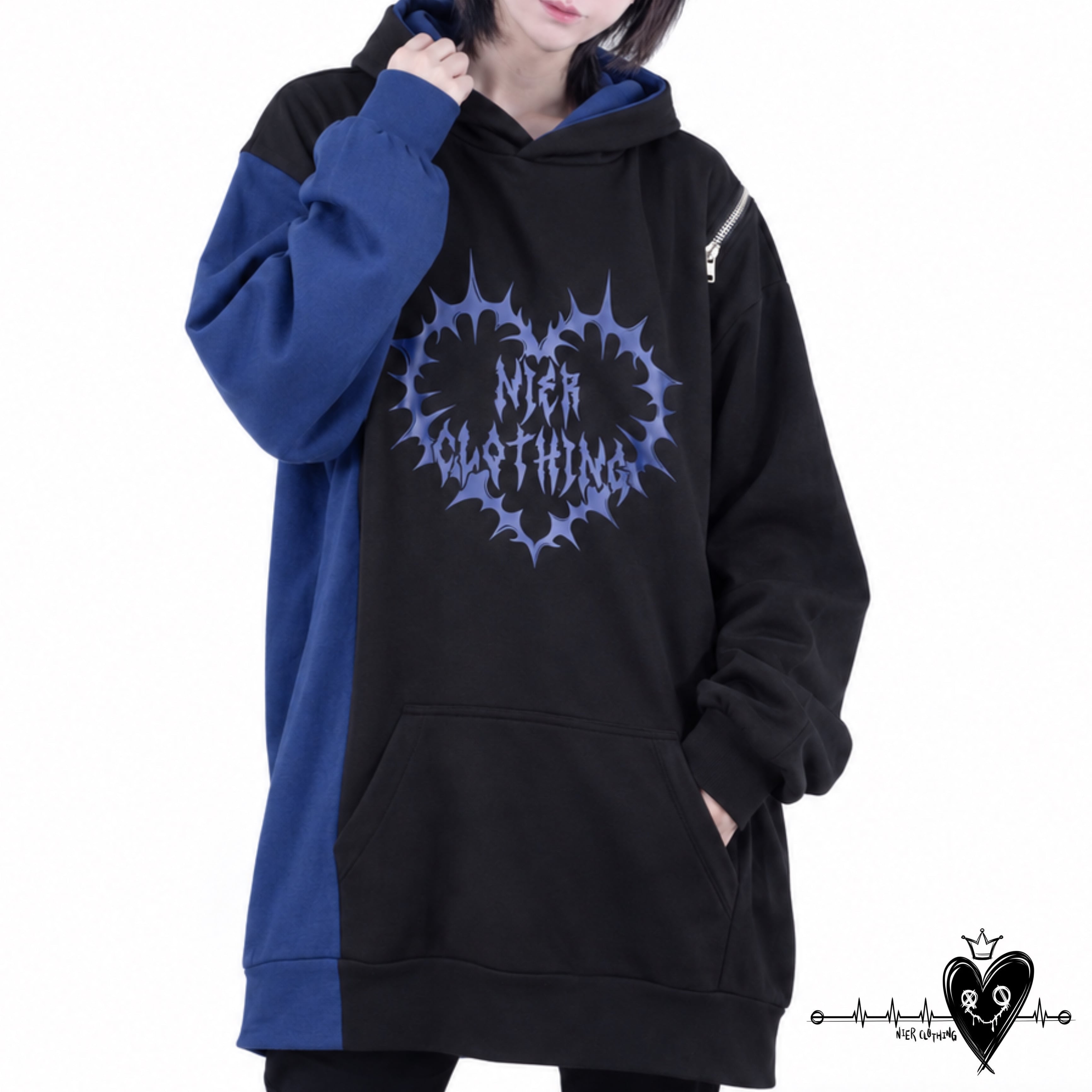 W HOOD BICOLOR PARKA【BLUE×BLACK】 | NIER CLOTHING