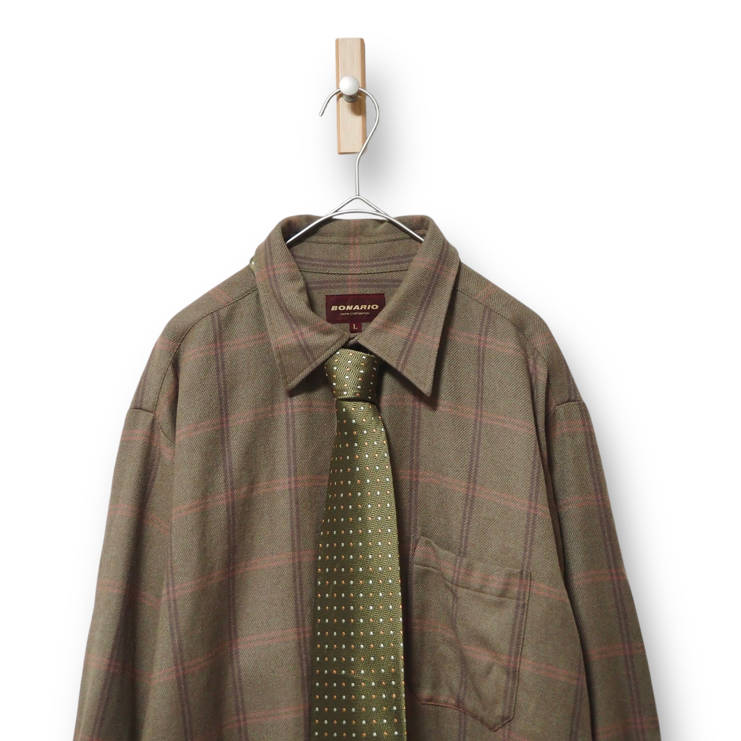 【VINTAGE】長袖デザインシャツ+ネクタイ