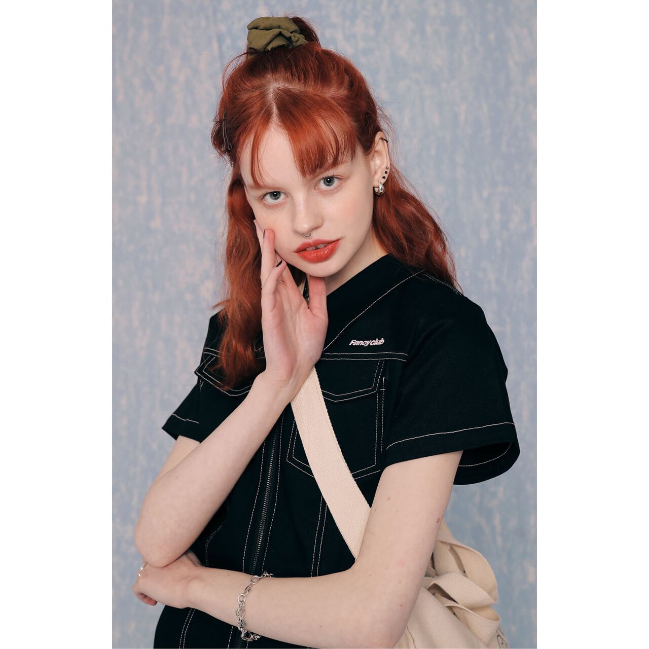 NASTY FANCY CLUB] FANCY COLLAR SHIRT ONE-PIECE (BLACK) 正規品 韓国 