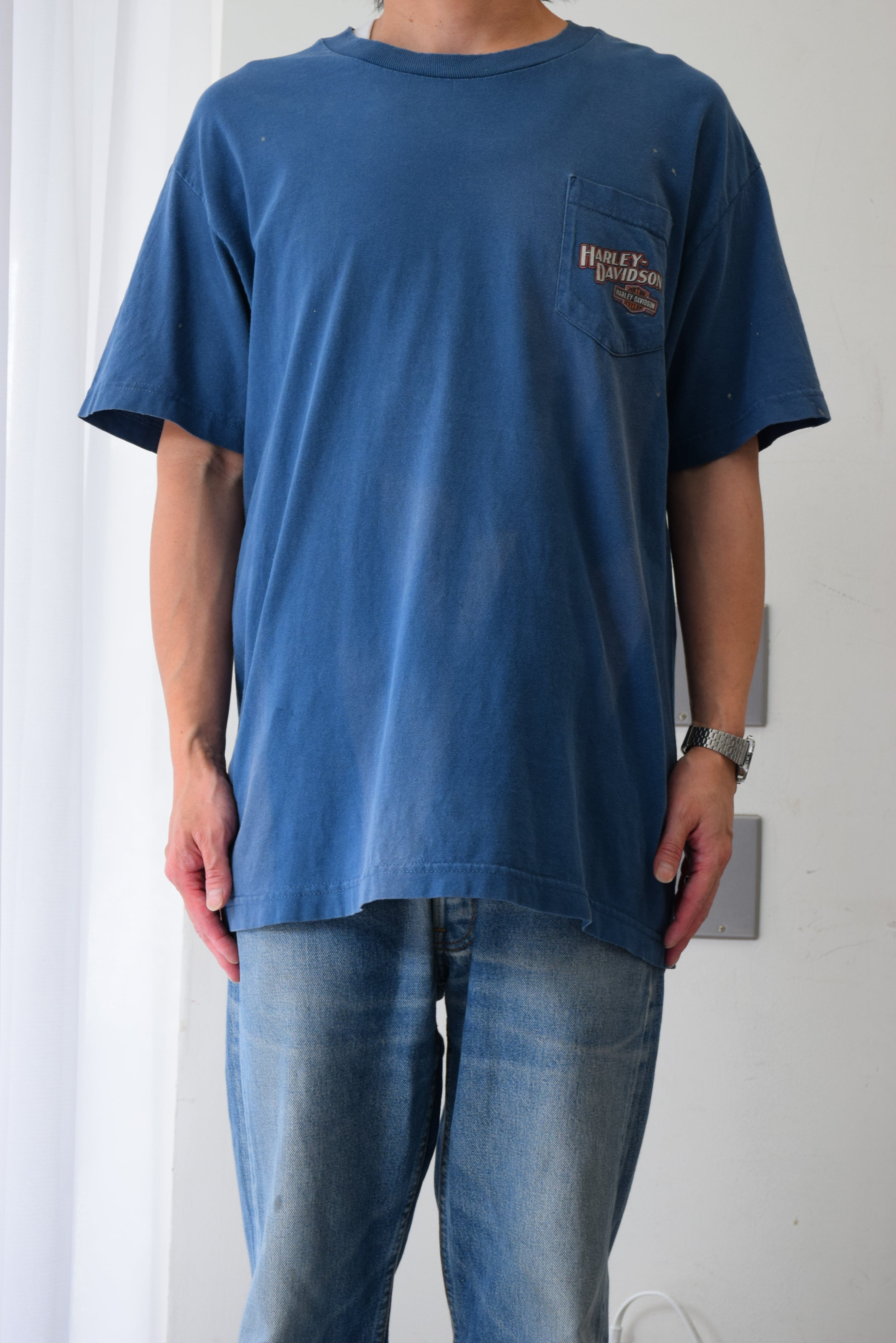 00's Harley-Davidson Tシャツ メンズ L ブルー ハーレーダビッドソン