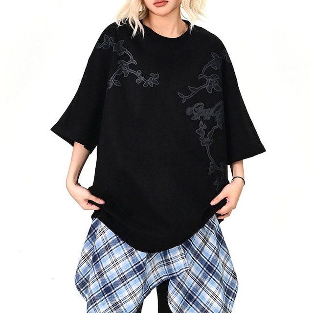 グラフィックアウトラインルーズシルエットTシャツ 2col R01692