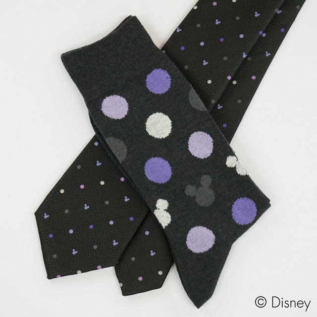 ディズニー ネクタイ ソックスセット ドット柄 グレー系 ギフトbox付 Wicmarket