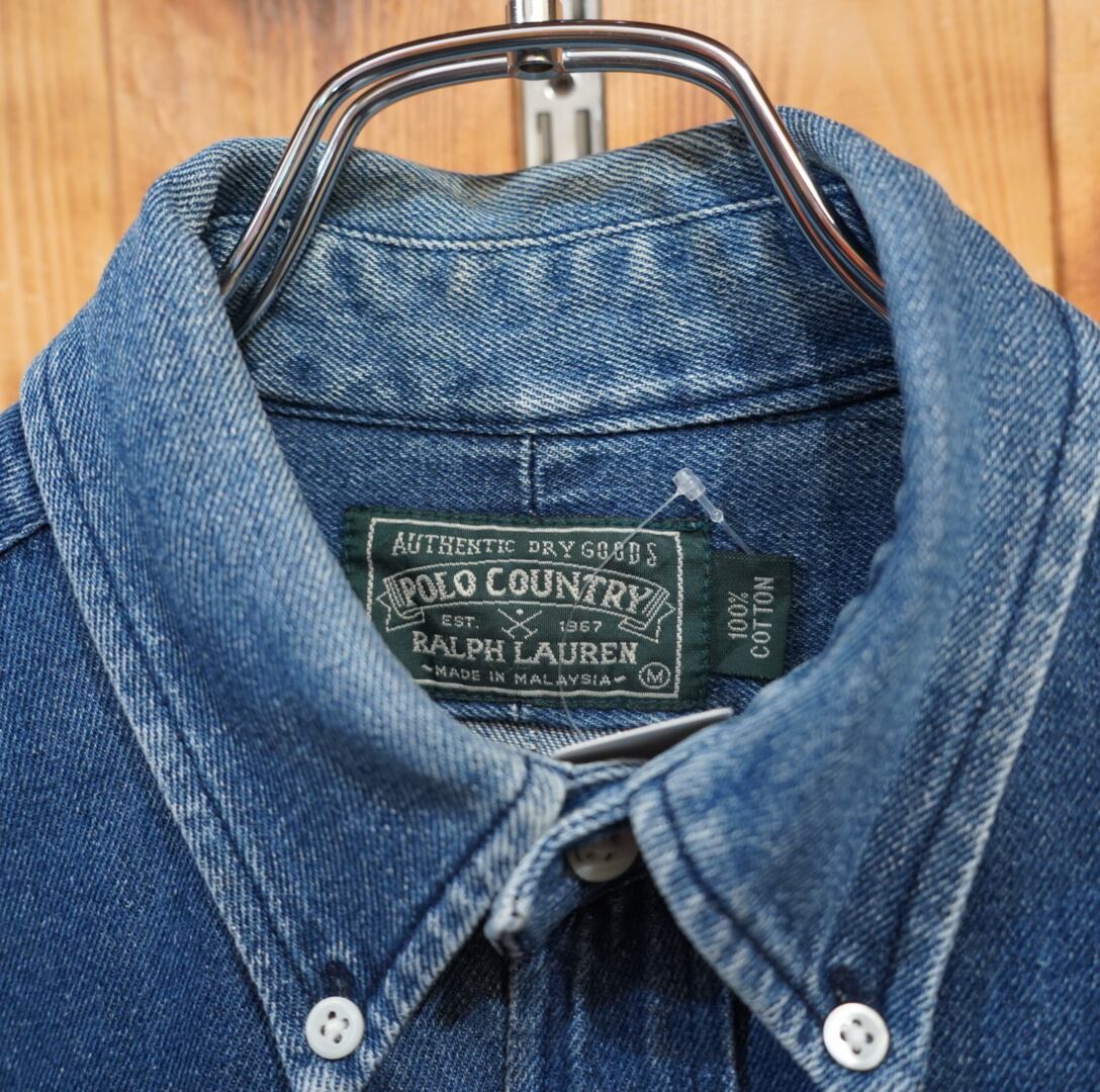 80s90s polo country デニムシャツ M/ラルフローレン ralphlauren ポロ 