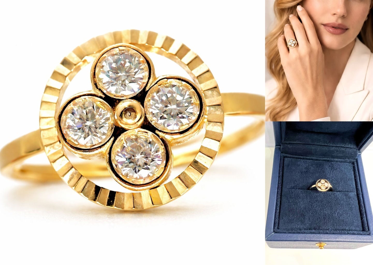 LOUIS VUITTON ルイヴィトン K18 RG バーグサン フラワーモノグラム ブロッサム ダイヤモンド リング ローズゴールド 指輪 8号