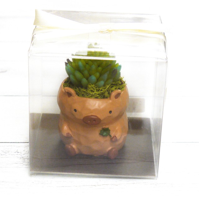 【hana日和】造花寄せ植えアニマル（ぶた）/インテリア
