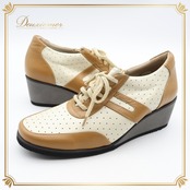 レディースファッション シューズ 24cm EEE ブラウン系 DANIEL COBA 靴 くつ ウェッジソール 茶 黒 紐 ファスナー かわいい 明るい お出かけ シンプル ベージュ系 ブラック系