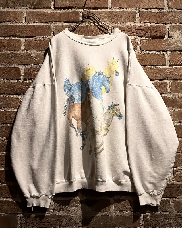 【Caka act3】Horse Design Vintage Loose Sweat Shirt