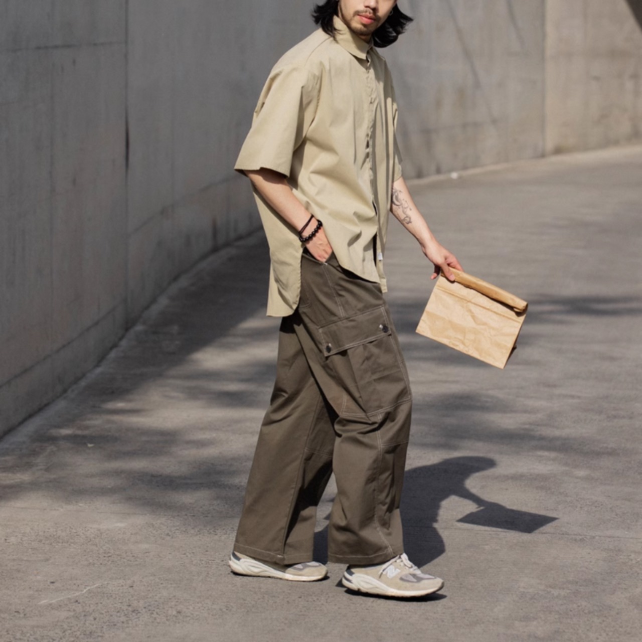 ルーズシルエットスクエアカラー半袖シャツ　0715