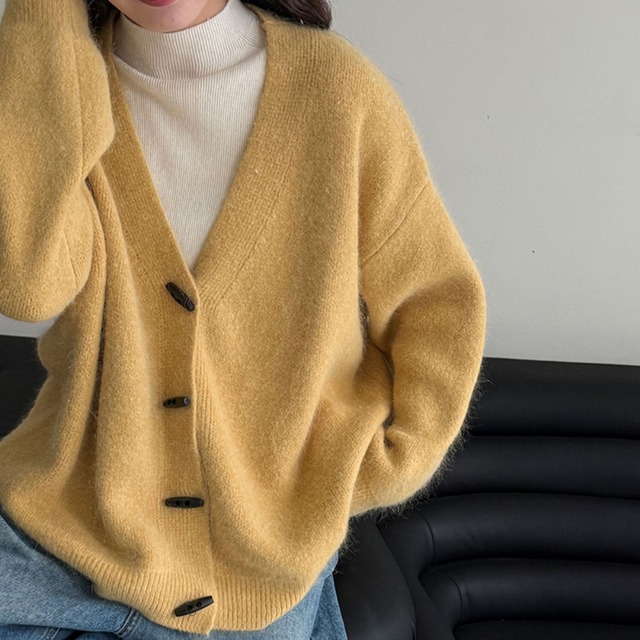 v-neck button-front cardigan　J00283
