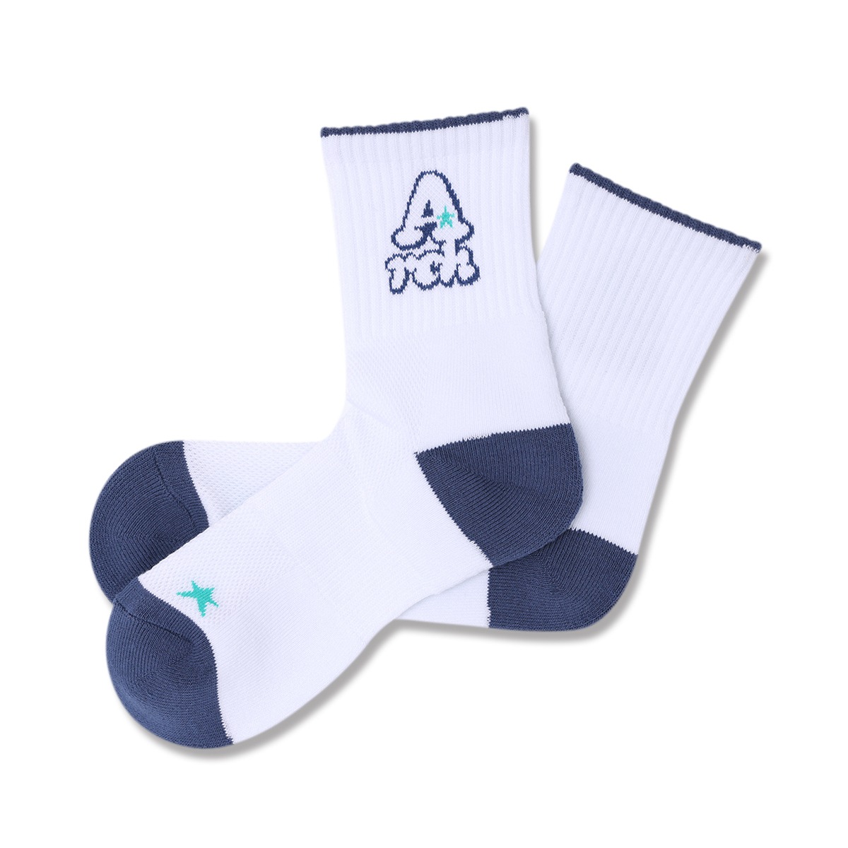 ARCH playful logo crew socks【white/blue】 | Basketball & Lifestyle GREENROOM
