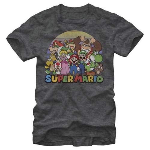 ニンテンドー  Tシャツ Nintendo Super Mario Crew Charcoal Heather スーパーマリオ全員集合