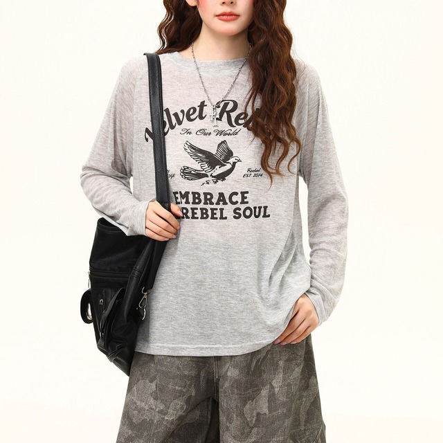 ヴィンテージライクバードグラフィックTシャツ 1col R02515