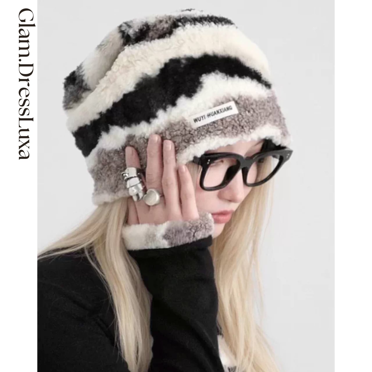 リバーシブル Border Boa Beanie_AC07