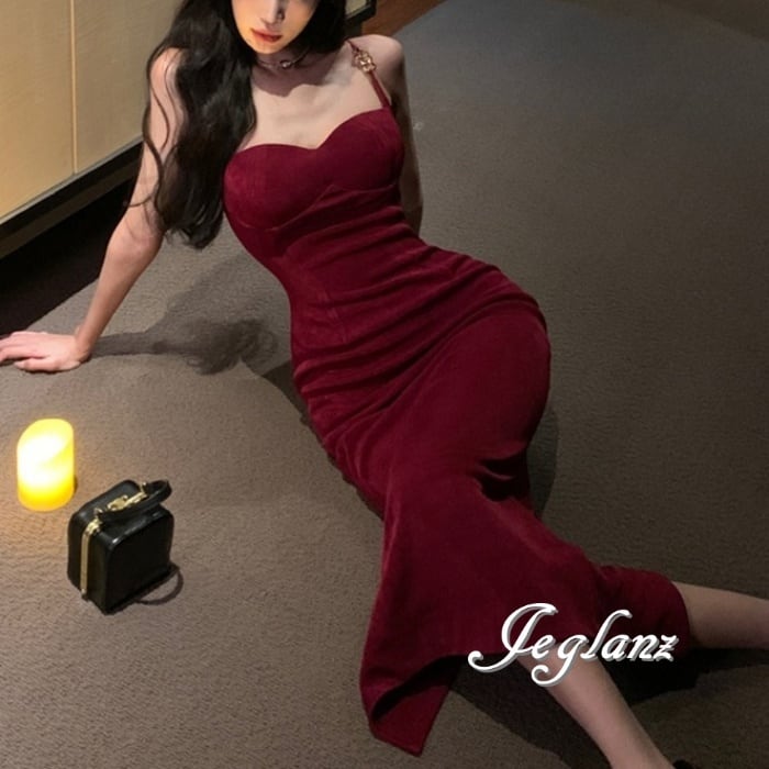 2色 パーティドレス キャミ ワンピース ビジュー スリッ入り ♪ (M6163)ζ