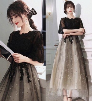 ★送料無料★7号(S)☆チュールと立体刺繍レースのドレス(OPN2506)