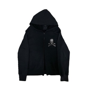 "ROEN" skull lame design double zip hoodie