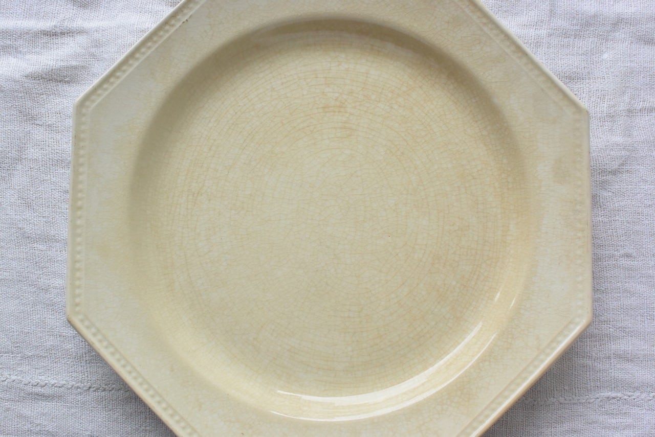 フランスアンティーククレイユモントローオクトゴナルプレート