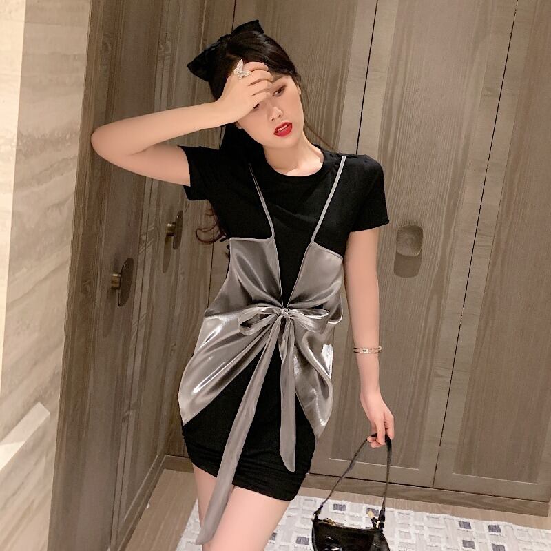 リボンプリーツシャツ スタイルドレス スプリング 春物 YY-ファッション18799808222