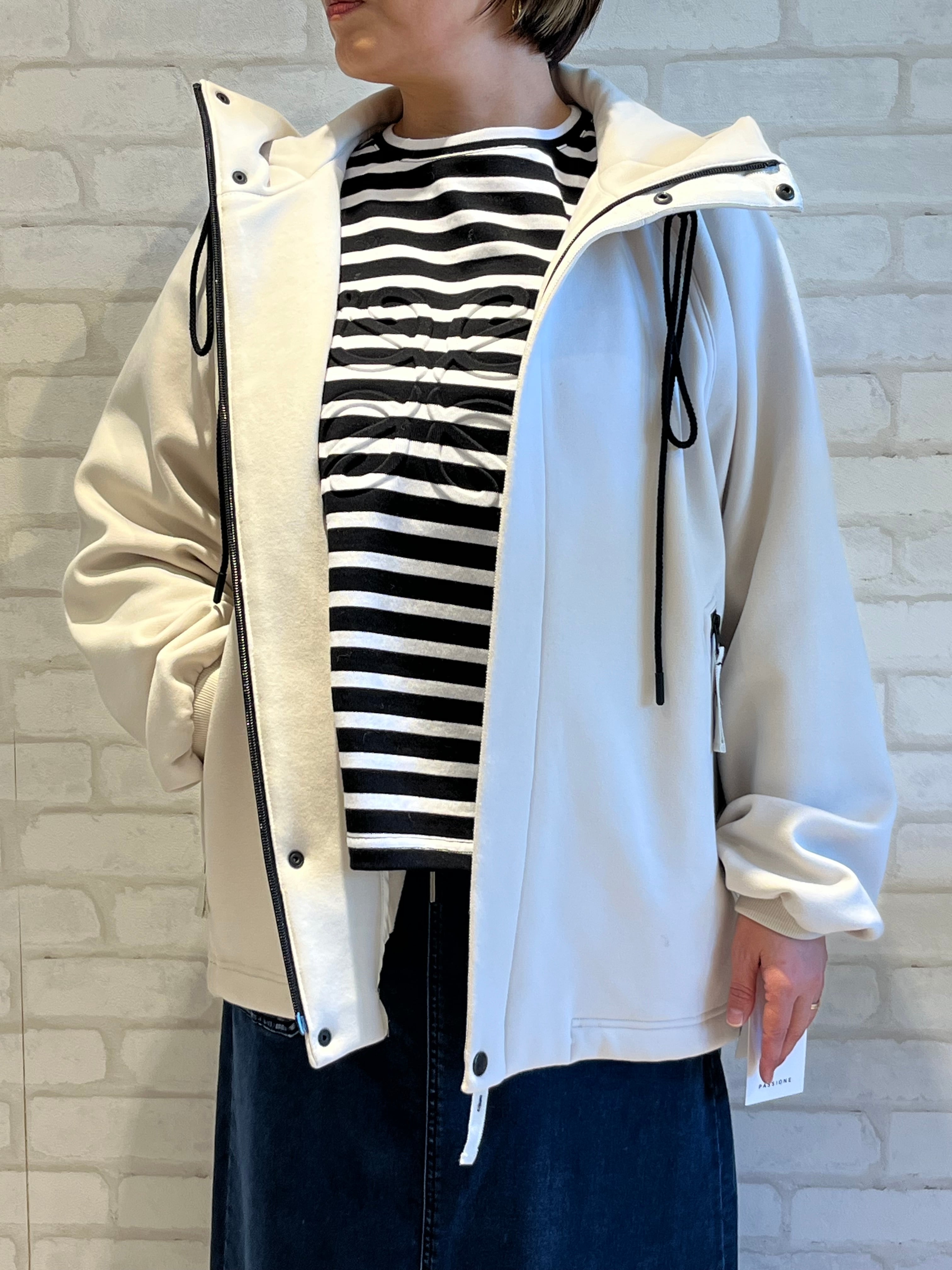 PASSIONE/546423/ボンバーヒート素材アウター(ライトベージュ)