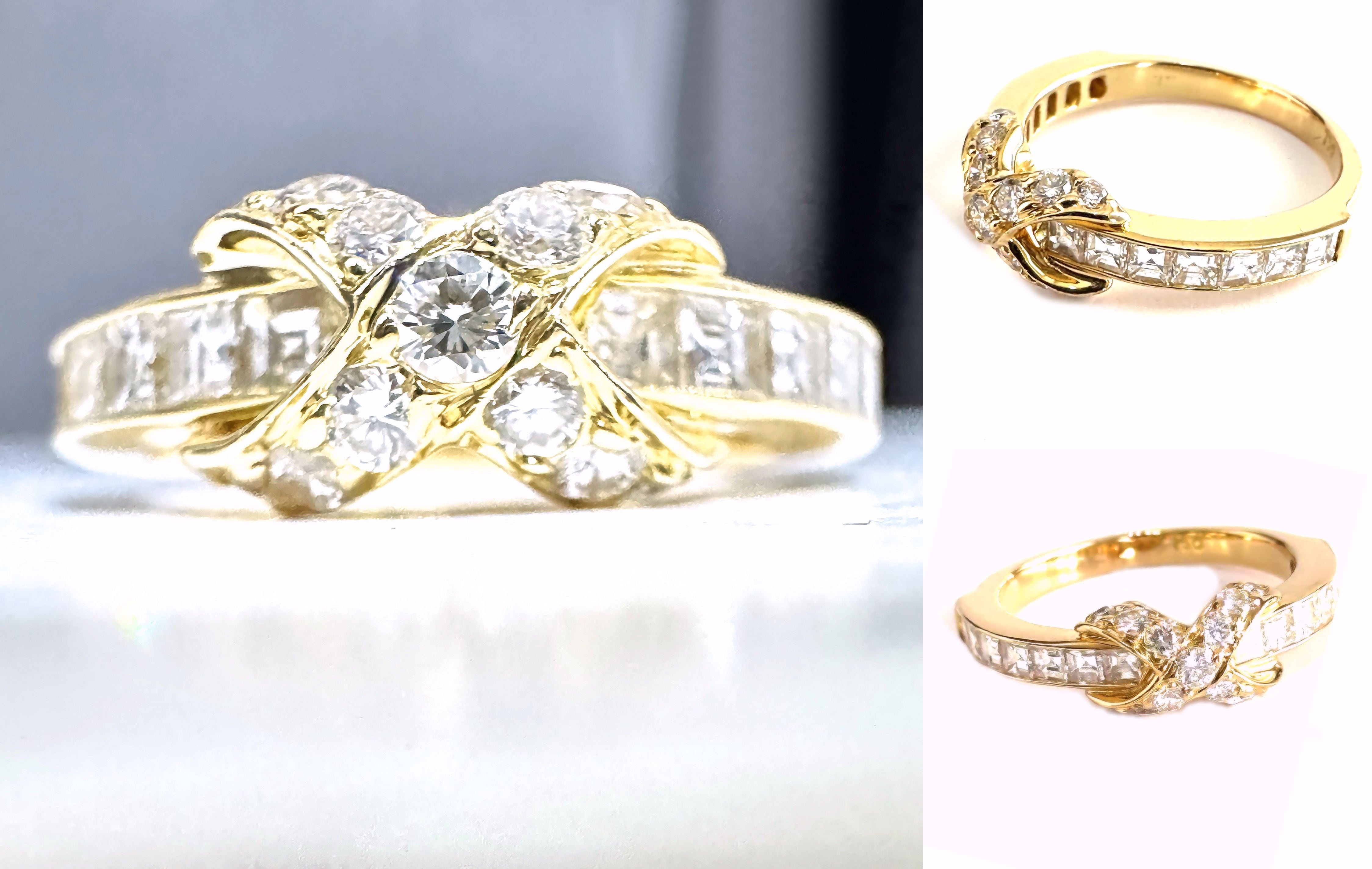 TIFFANY ティファニー K18 YG シグネチャー ダイヤモンド Xバンド