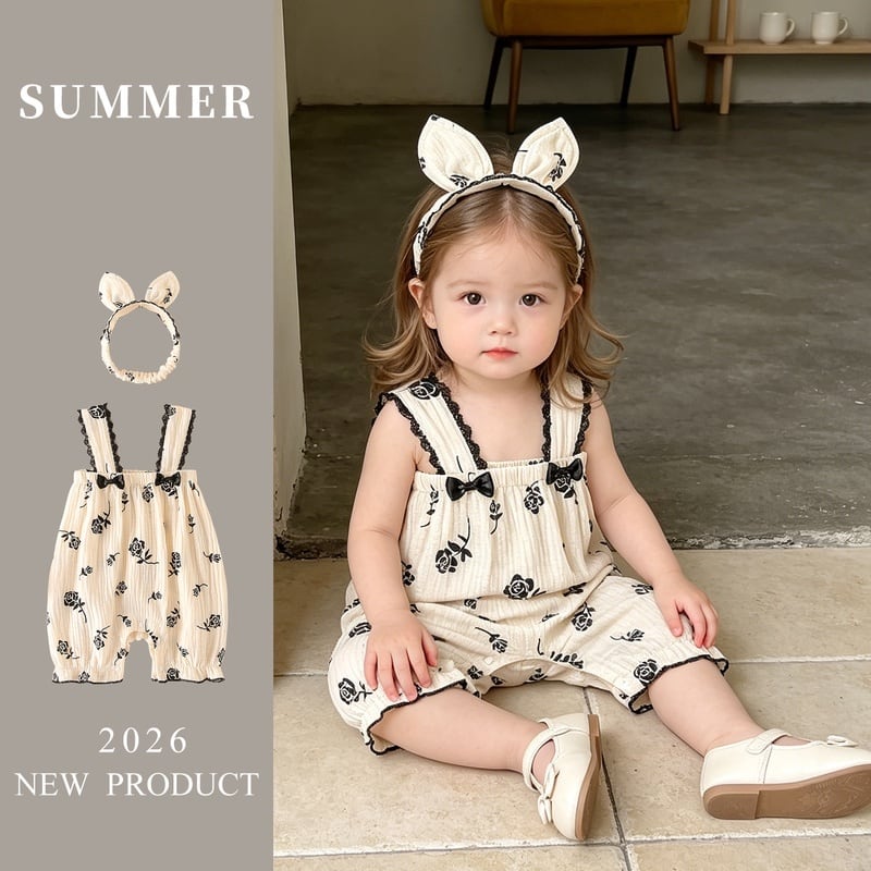 BABY】ローズサロペット＆ヘアバンド | Betty
