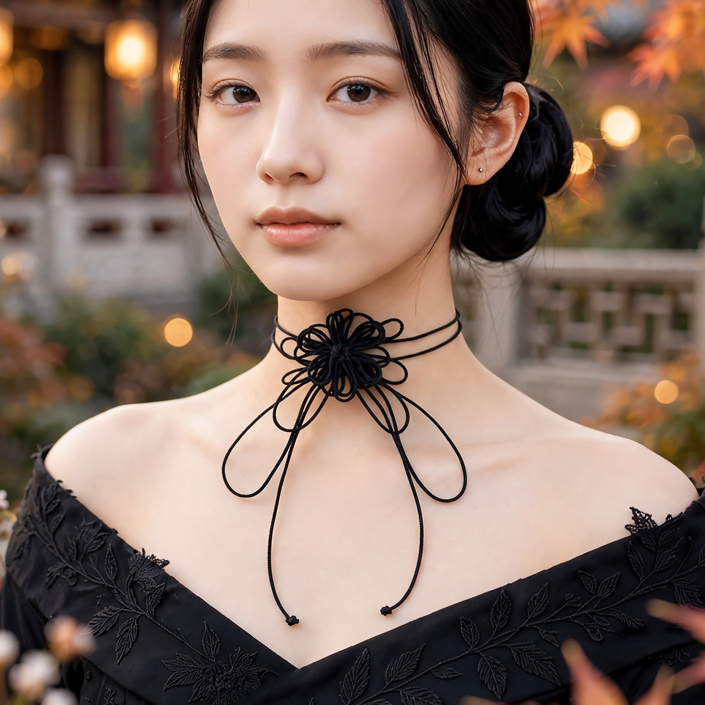 飾り結びチョーカー「きみ、こえ、ひみつ」【軽量】浴衣・着物・フォーマル華やぐ二重巻。