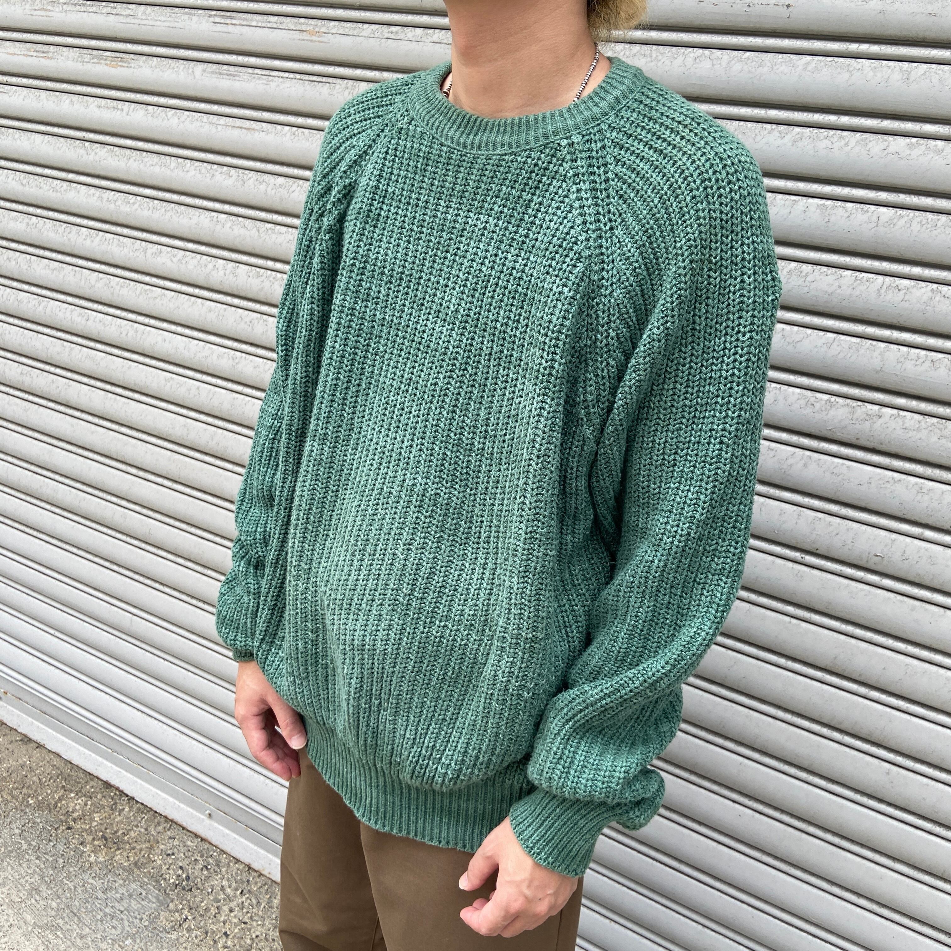 70s 80s USA製 L.L.Bean コットンニット セーター 緑 L | 古着屋 Uan 