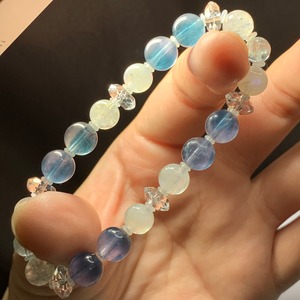 フローライト×ホワイトラブラドライト✩デザインブレスレット